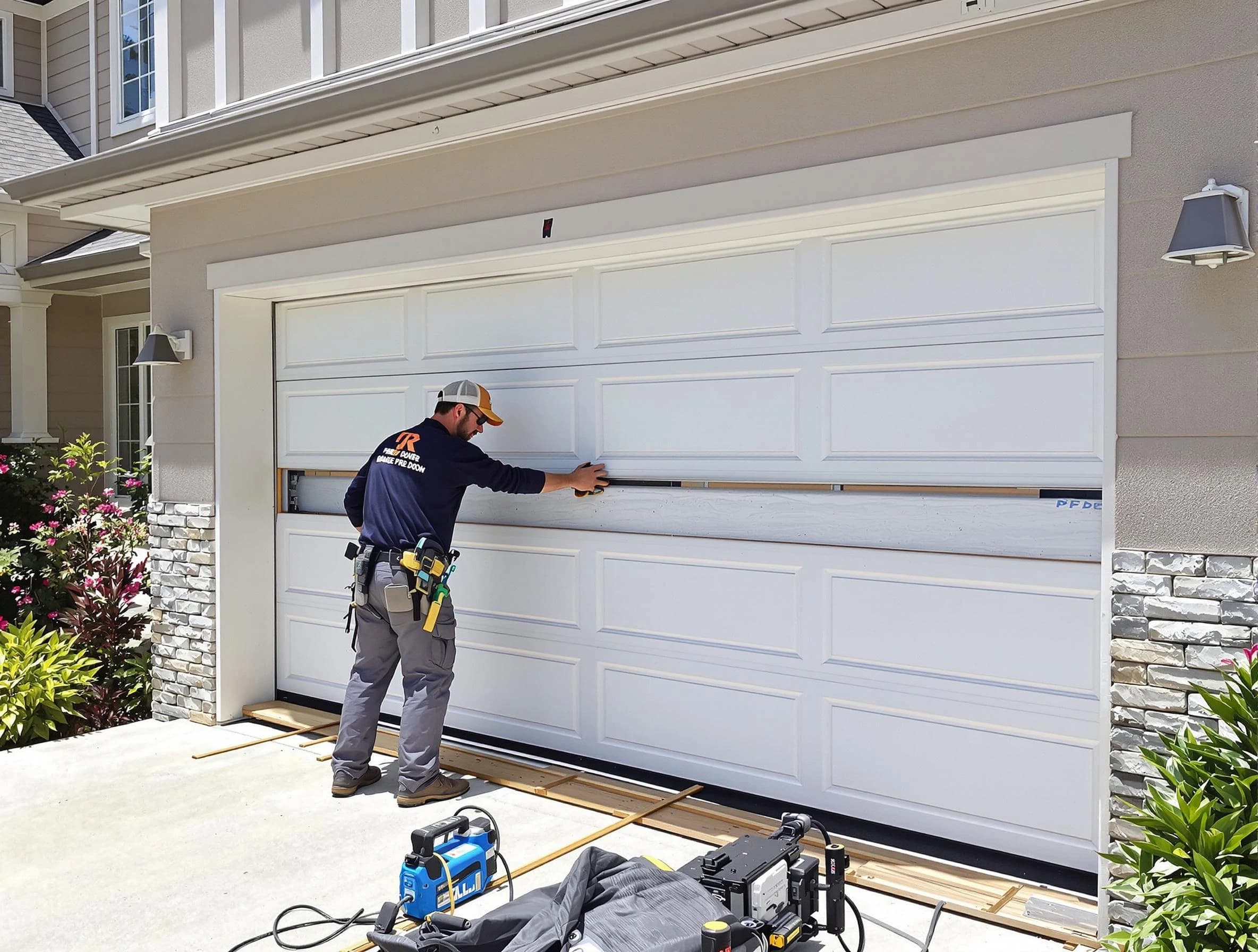 North Bergen Garage Door Repair team performing complete garage door replacement at North Bergen residence