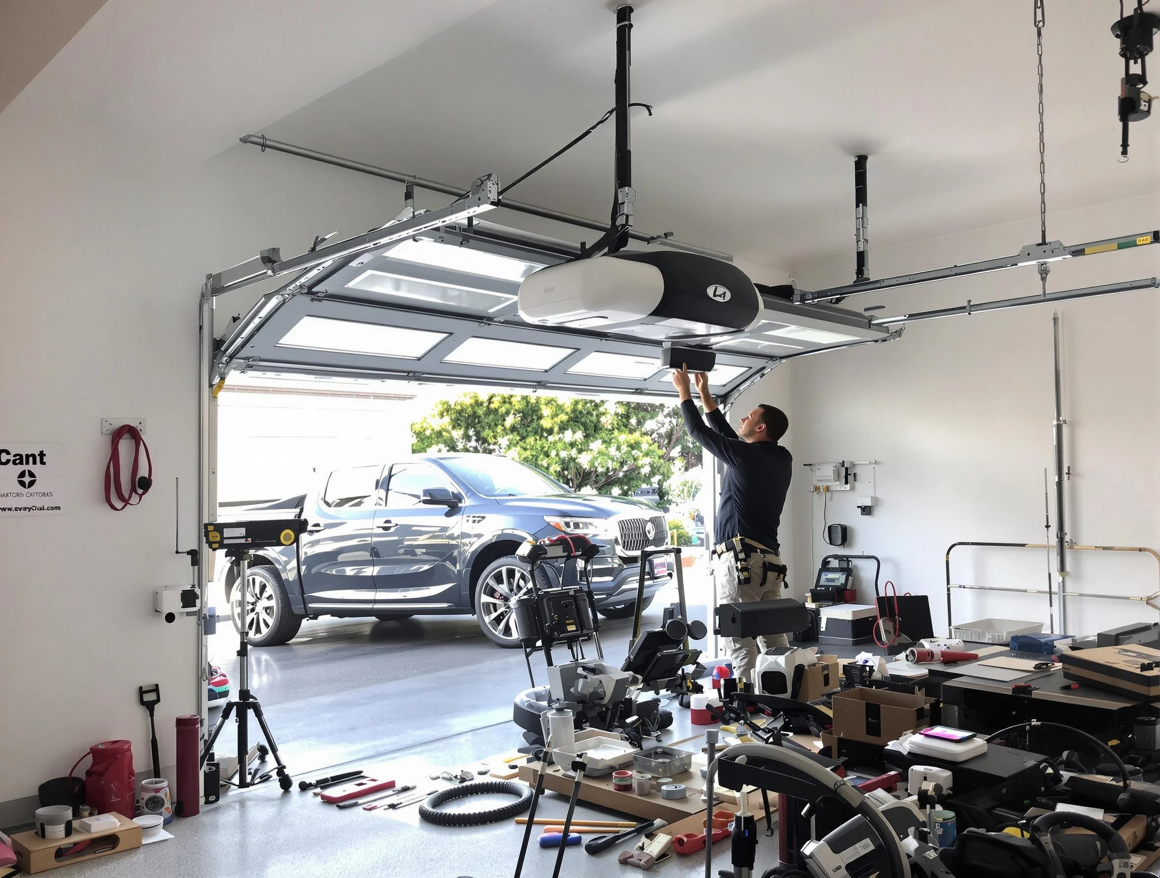 North Bergen Garage Door Repair specialist installing smart garage door opener system in North Bergen home
